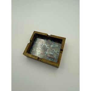 Late 19th century Chinese Bronze and Jade Inlay Ashtray